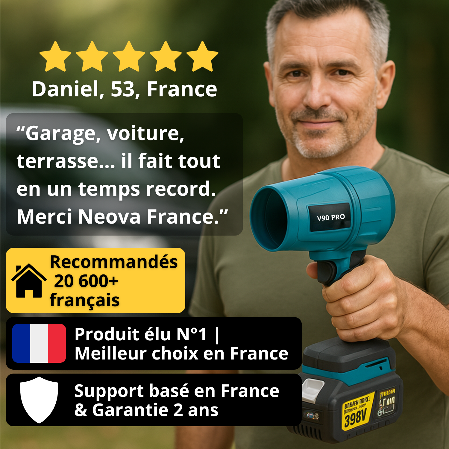 Souffleur Sans Fil Puissant V90 PRO – Compact, Léger et Ultra Performant