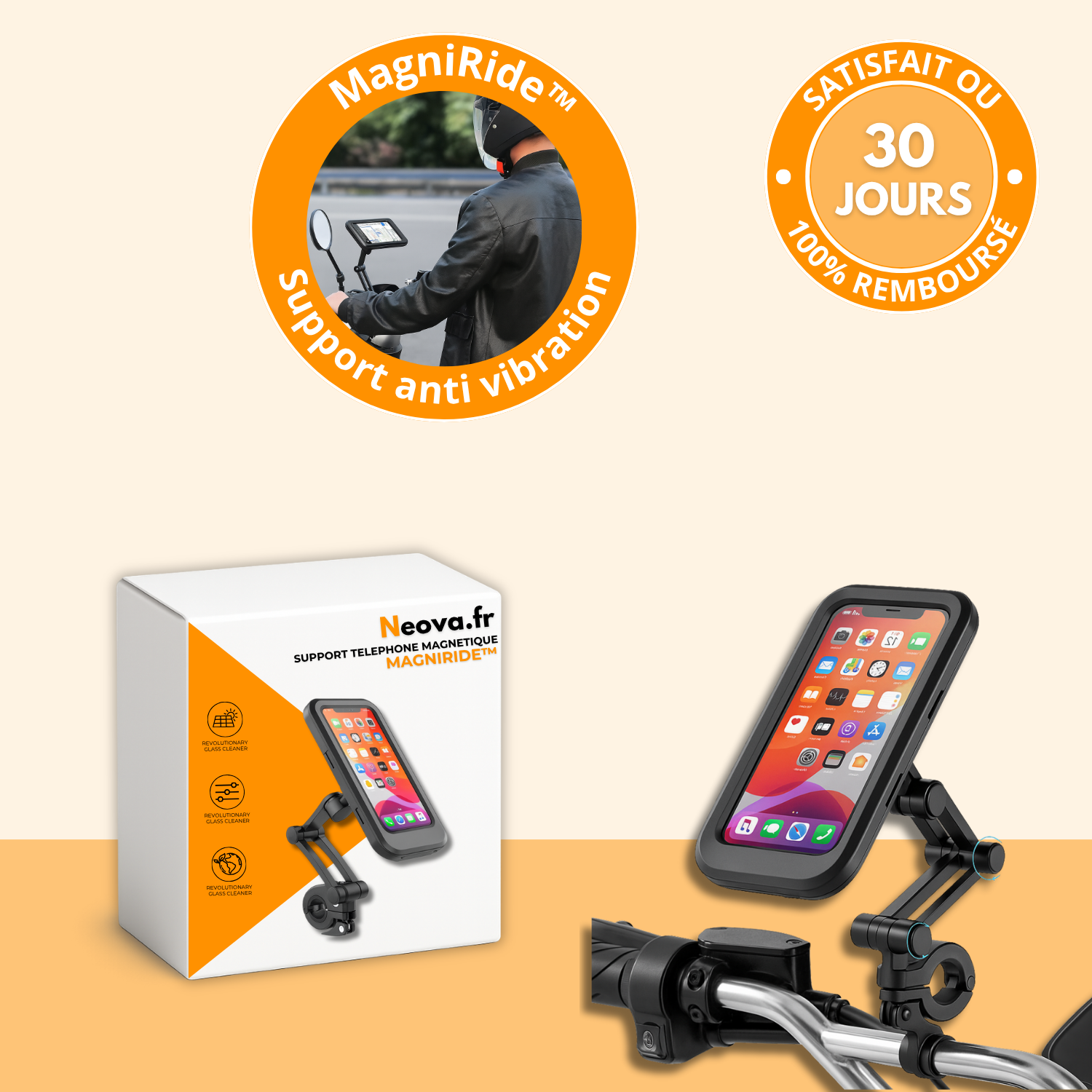 MagniRide – Support Téléphone Étanche 360°