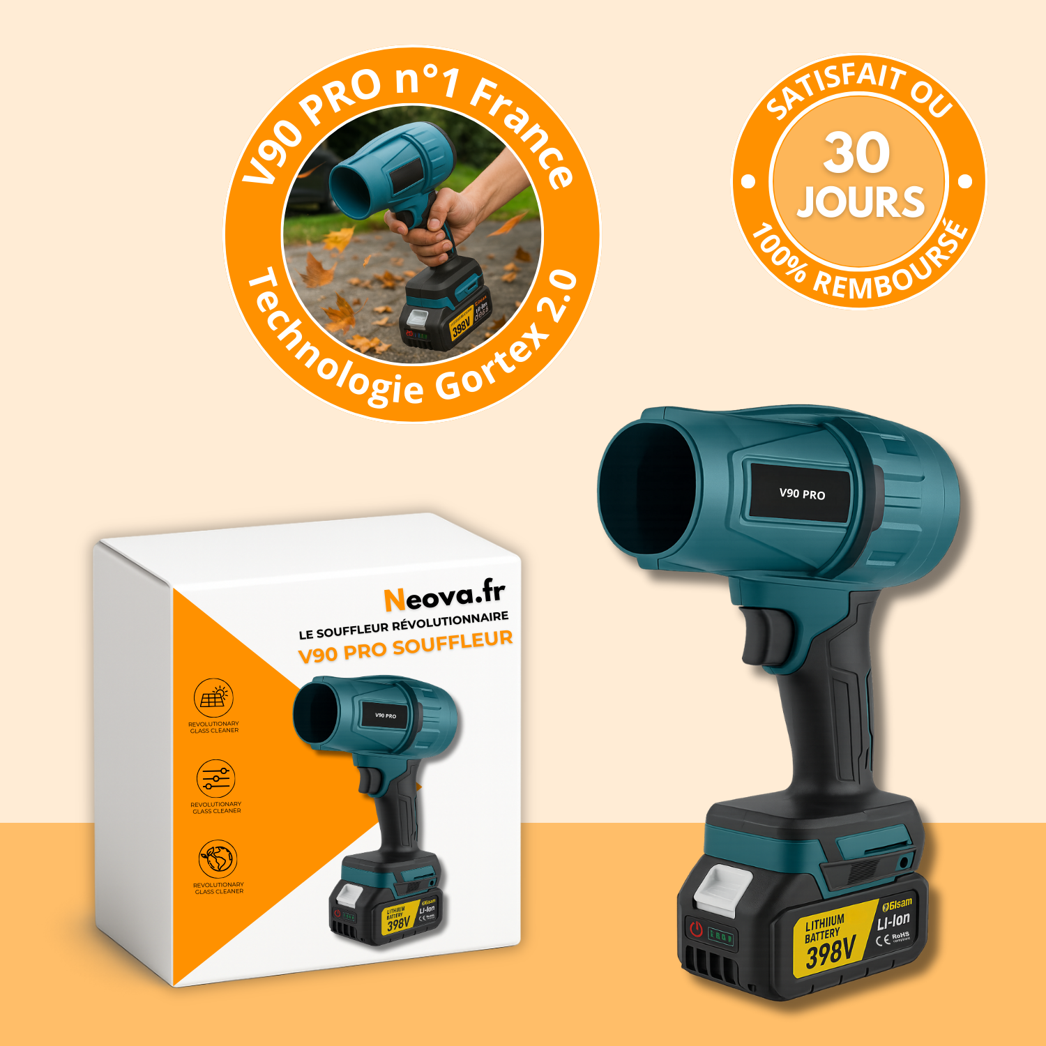 Souffleur Sans Fil Puissant V90 PRO – Compact, Léger et Ultra Performant